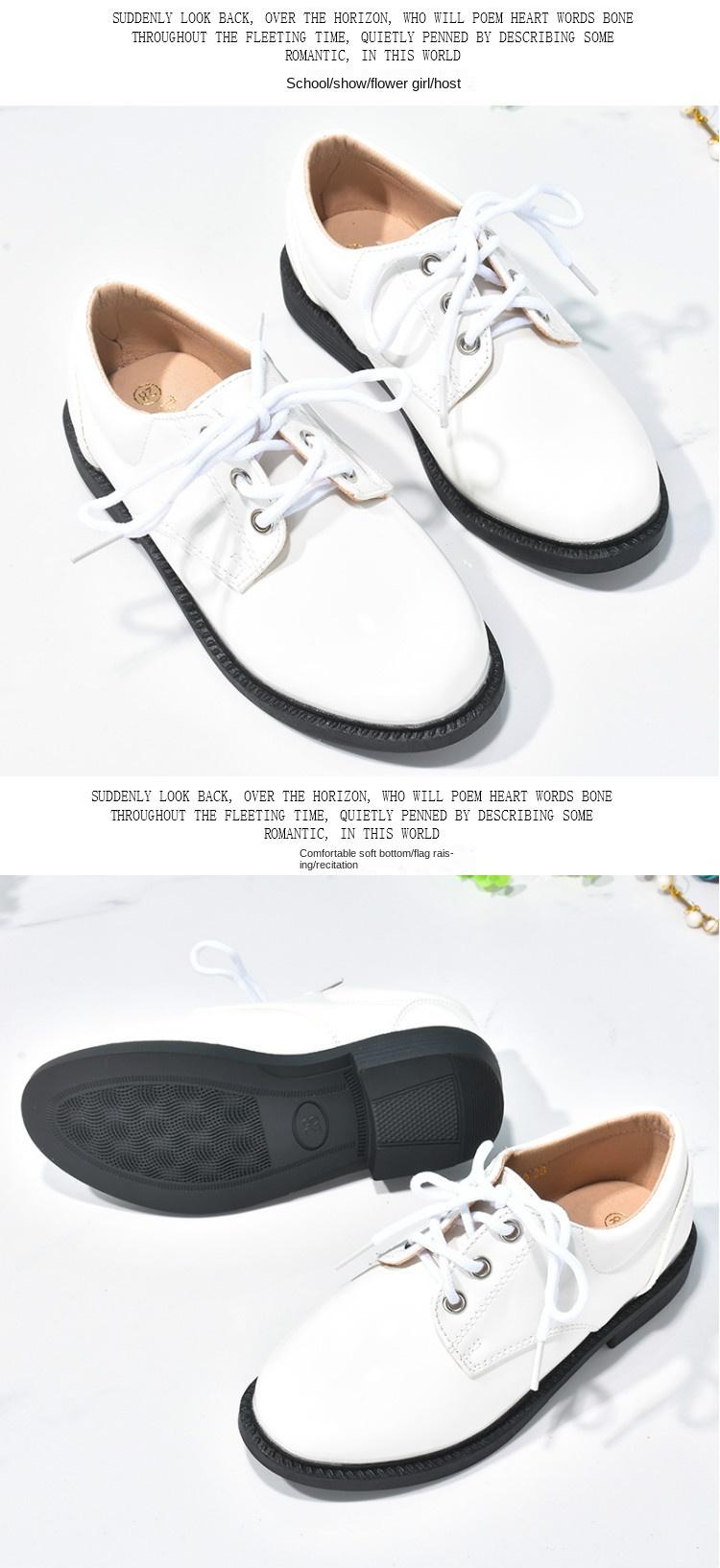 Product Introduction of White Boys' Leather Shoes Preppy Style Campus Chorus Performance Shoes Middle and Large Children Students with Suit Dress Shoes 15