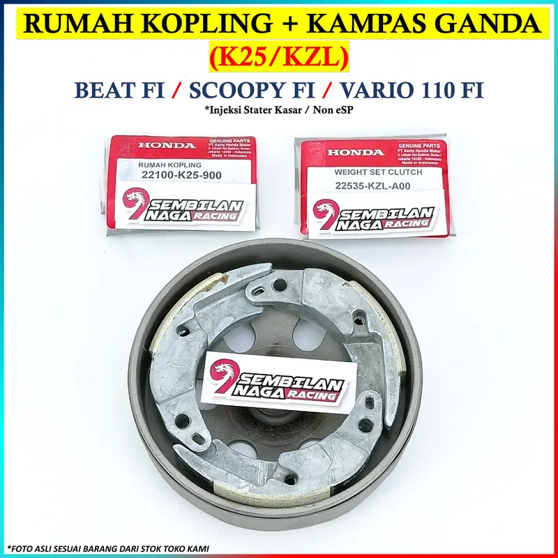 PAKET MANGKOK GANDA RUMAH KOPLING PLUS KAMPAS GANDA BEAT FI SCOOPY VARIO 110 FI STATER KASAR KZL 2