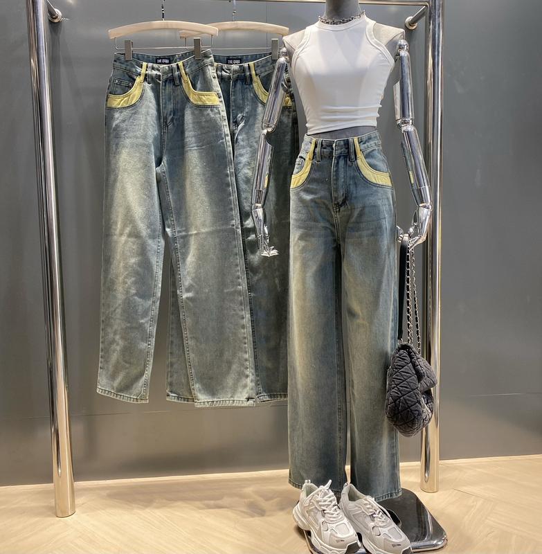  Quần Jean Nữ Lưng Cao Túi Kiểu Phối Vàng HANG CAO CẤP BCY266-680   DÀI 108CM   