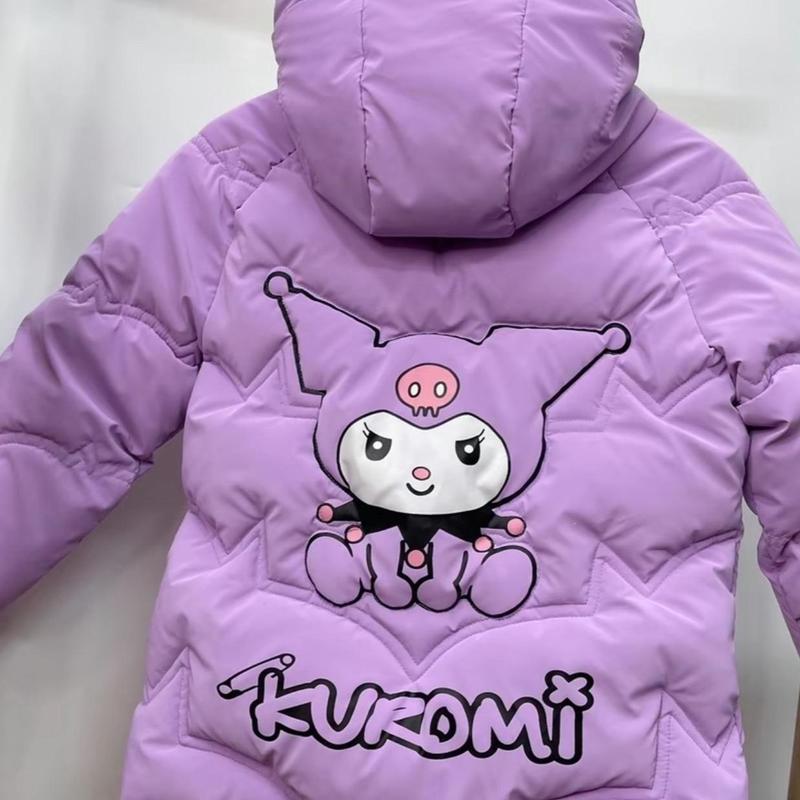 [ 13-38kg ÁO KURUMI BÉ GÁI ] áo phao nhung lì kurumi bé gái -lót lụa logo phát sáng - túi hộp- mũ liền áo- ấm áp -dày dặn 2