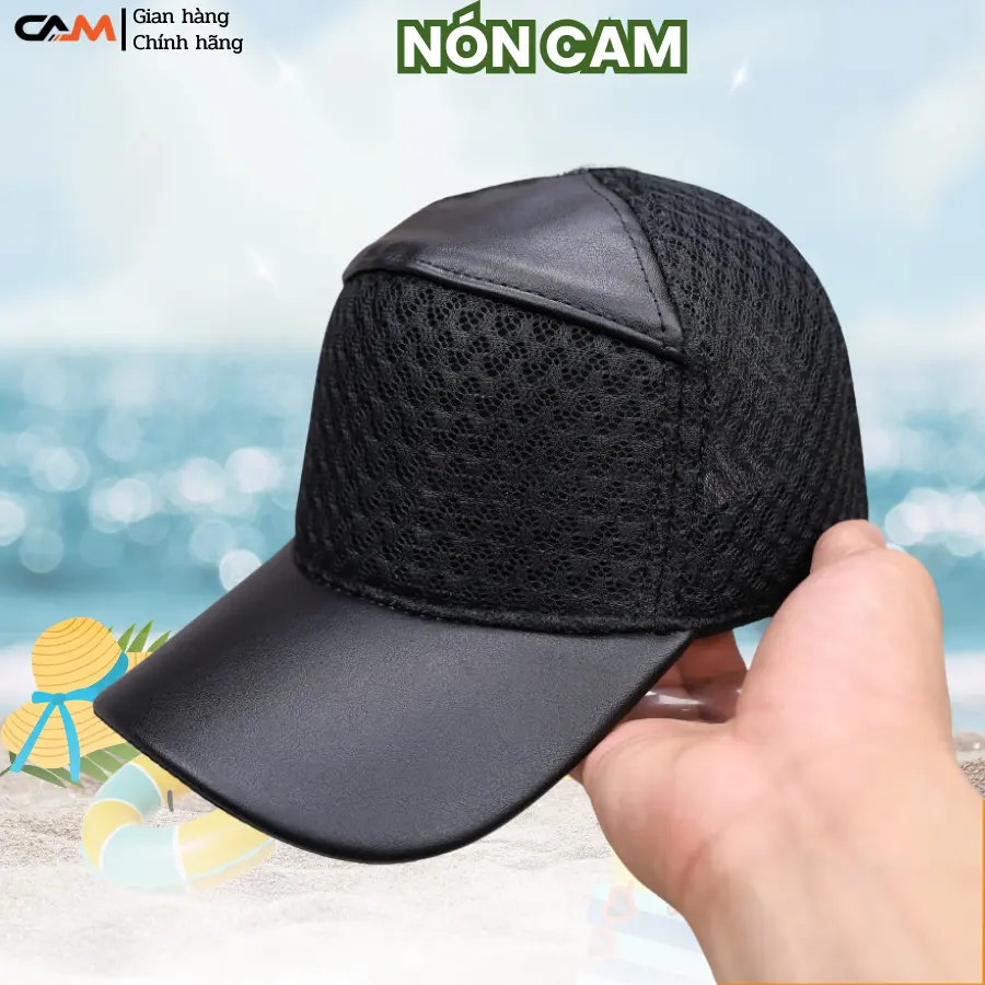 Mũ NÓN CAM Chính Hãng CAM-CK dành cho nam nữ mẫu chóp khiên kết cong bọc da bò