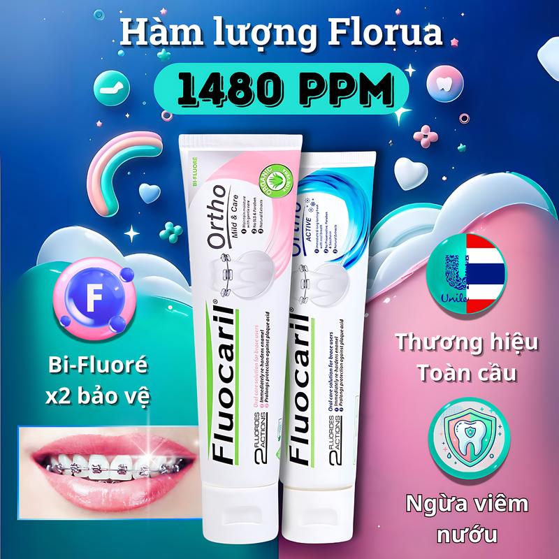 Kem Đánh Răng Niềng Răng Sabai Fluocaril Ortho, Kem Đánh Răng  Thái Lan Cho Răng Niềng, Vệ Sinh Răng Niềng Sabai Care