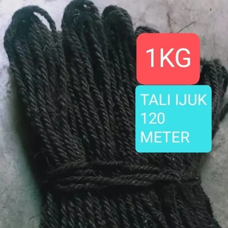 HEMAT..! 1 KG 120 Meter Tali Ijuk Hitam Super Halus Tali Pengikat Rumah Bambu Gazebo