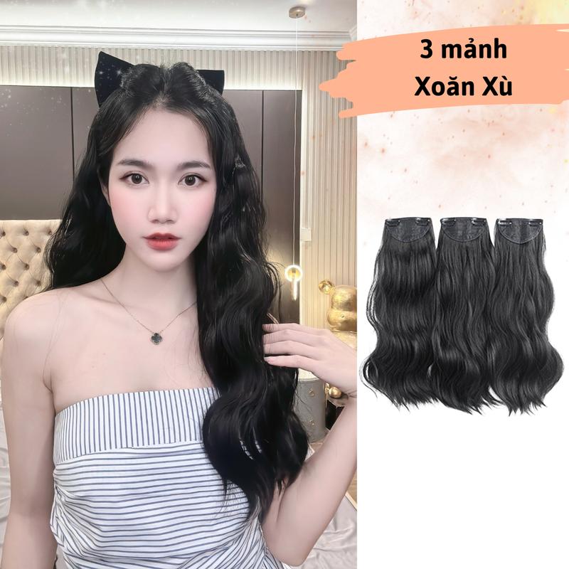 [Sale Tri Ân] Tóc kẹp dải 3 mảnh Xoăn Xù Hippie 50cm chịu nhiệt 150 độ YDXH45