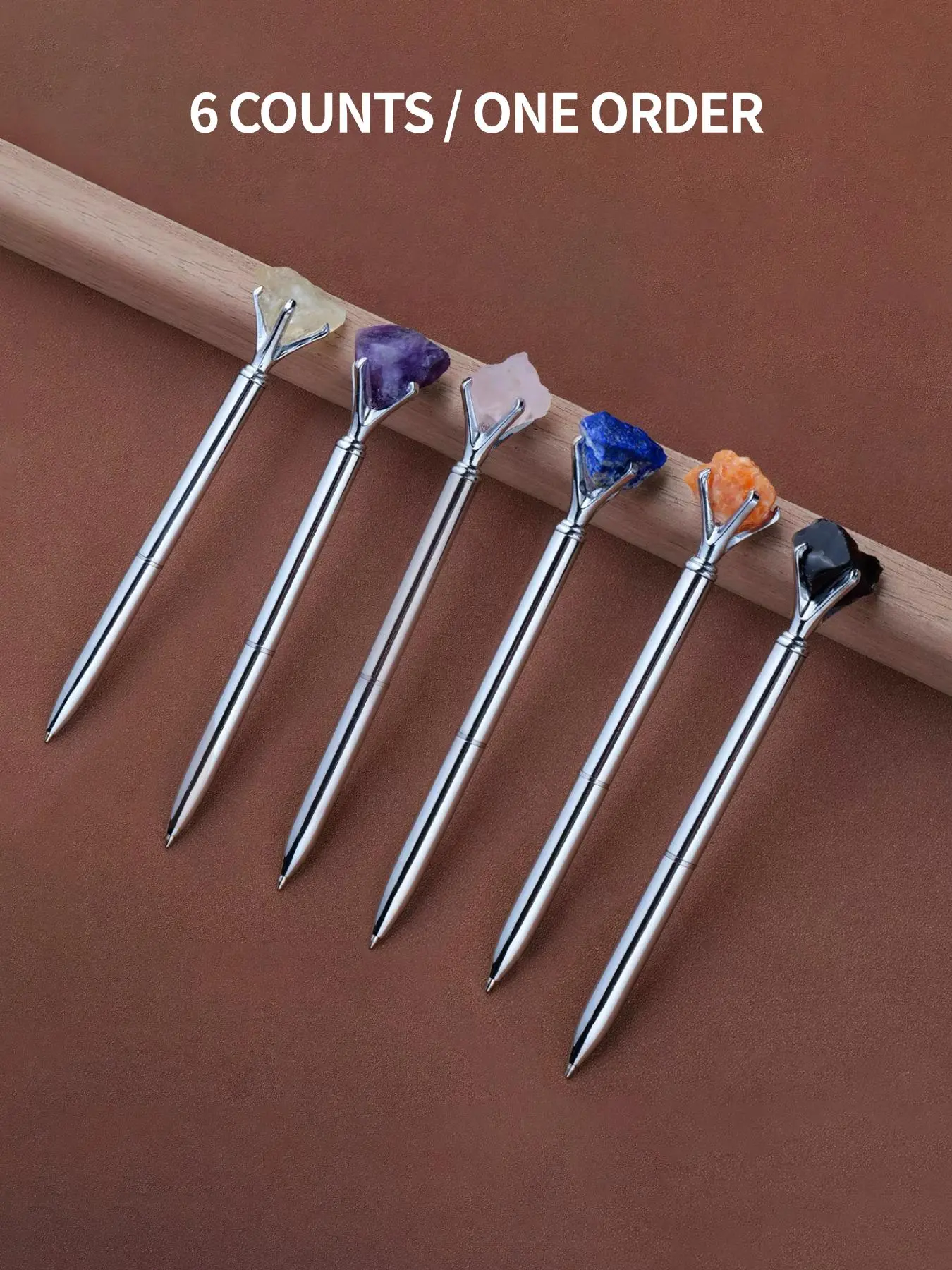 Natural Crystal Decor Ballpoint Pen Set, Creative Metal Ballpoint Pen, Writing Pen for Students, Gift for Friends, Office Accessories