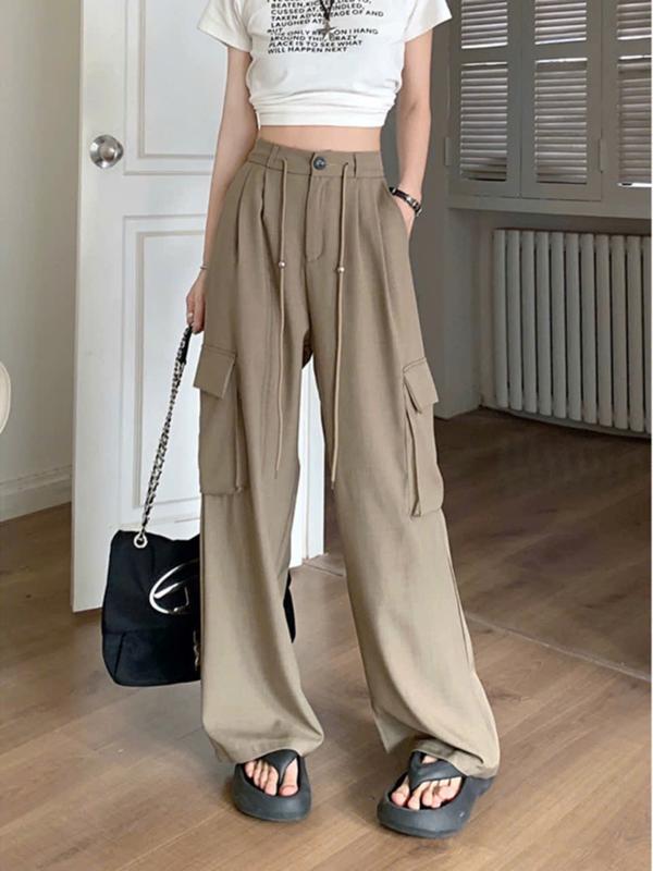 Quần Ông Suông Rộng Vải Xước Hàn Qốc Cạp Cao Túi Hộp Có Dây Chun Phong Cách Trẻ Trung-Hana Store93-4TH 6