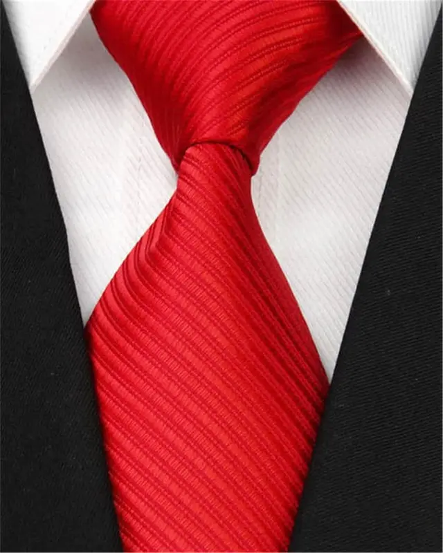 calya merici dasi kantor pria warna merah salur bahan kain polyester tyrone Segitiga 0