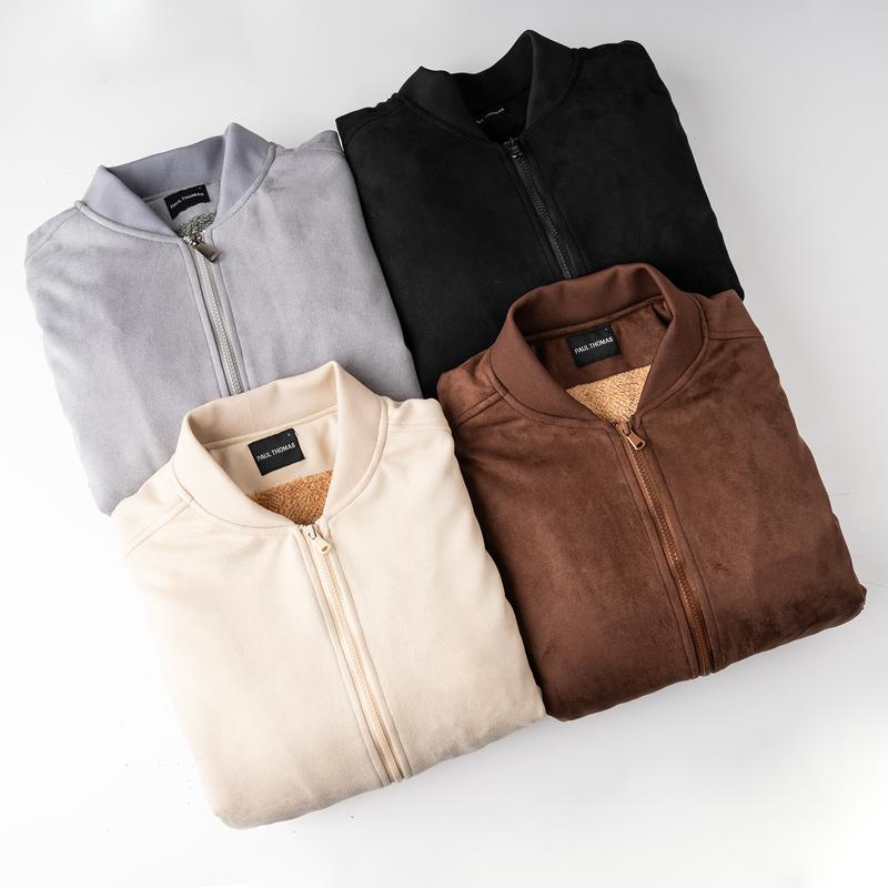 Áo Khoác Nam Da Lộn Cổ Bomber Lót Lông Cừu - Paul Thomas Jacket Menswear Có Túi