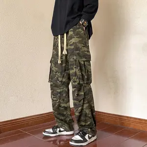 Celana cargo pria hijau army panjang Korean style baggy pants fashion casual unisex pants