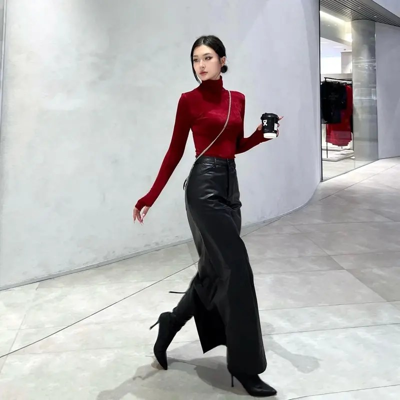 Áo nhung cổ lọ dài tay xỏ ngón ANNAKIKI mùa đông- 1010 3