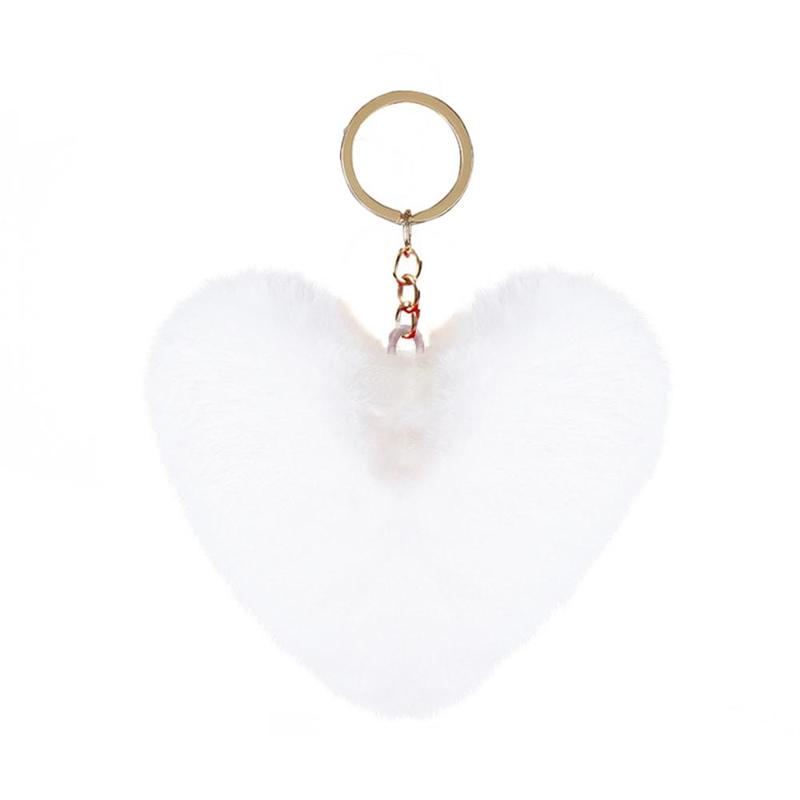 Product Introduction of 【COD】 Love Heart Fur Ball Keychain Peach Heart Plush Car Ornaments Couple Heart Shaped Pendant 13