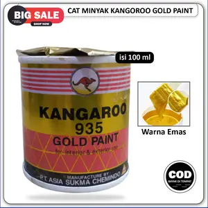 Cat minyak Besi Metal kayu Warna Gold Emas Kangaroo Ukuran Kecil 100 ml Cat Besi Pagar pintu Murah Cat Alumunium Kaleng Metal Anti Karat murah Paint