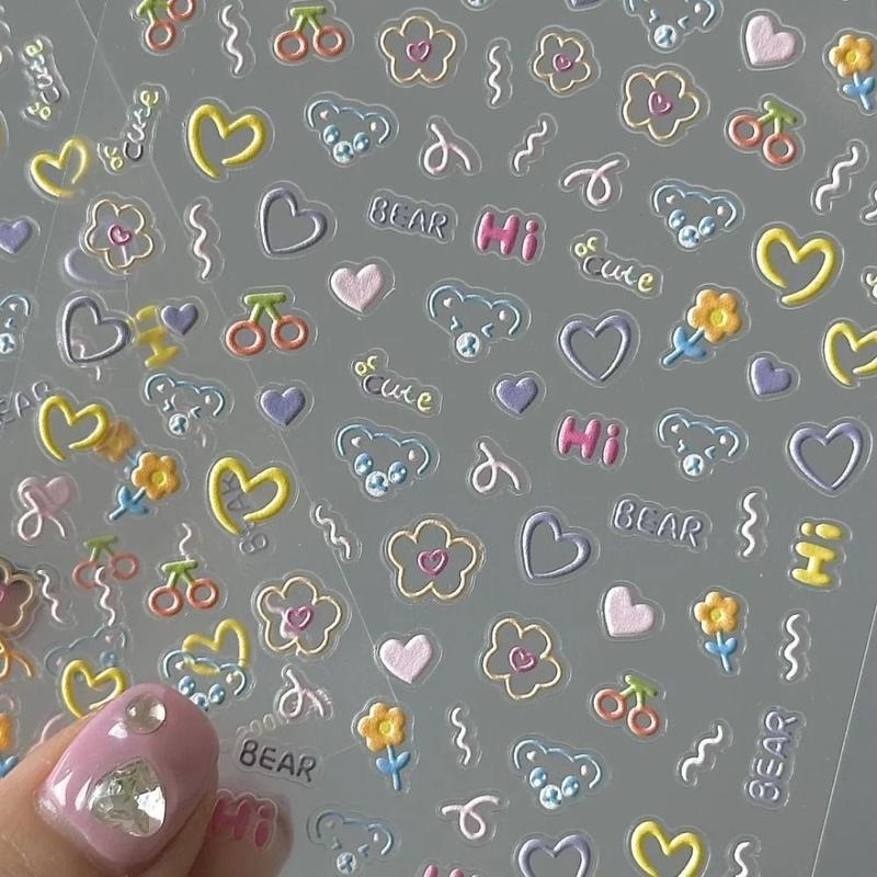 Product Introduction of 2025 Cute Nail Sticker Soft Embossed Self Adhesive Cartoon Stickers Cartoon Multifunction Decal Nail Art Sticker 9