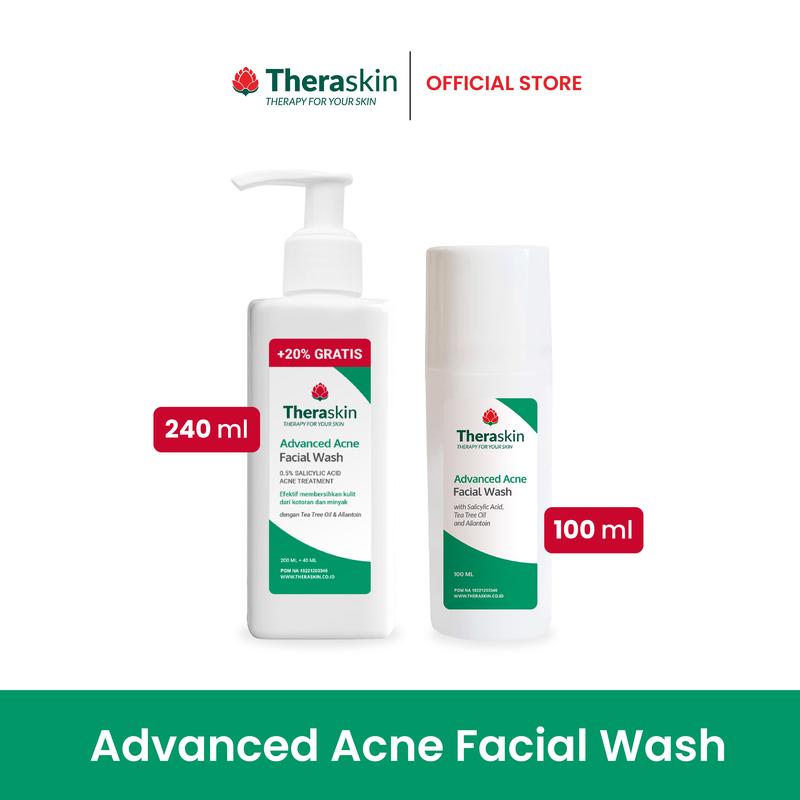 Theraskin BPOM Advanced Acne Facial Wash - Sabun Wajah Cair untuk Kulit Berjerawat dan Bruntusan dengan Salicylic Acid dan Allantoin 1
