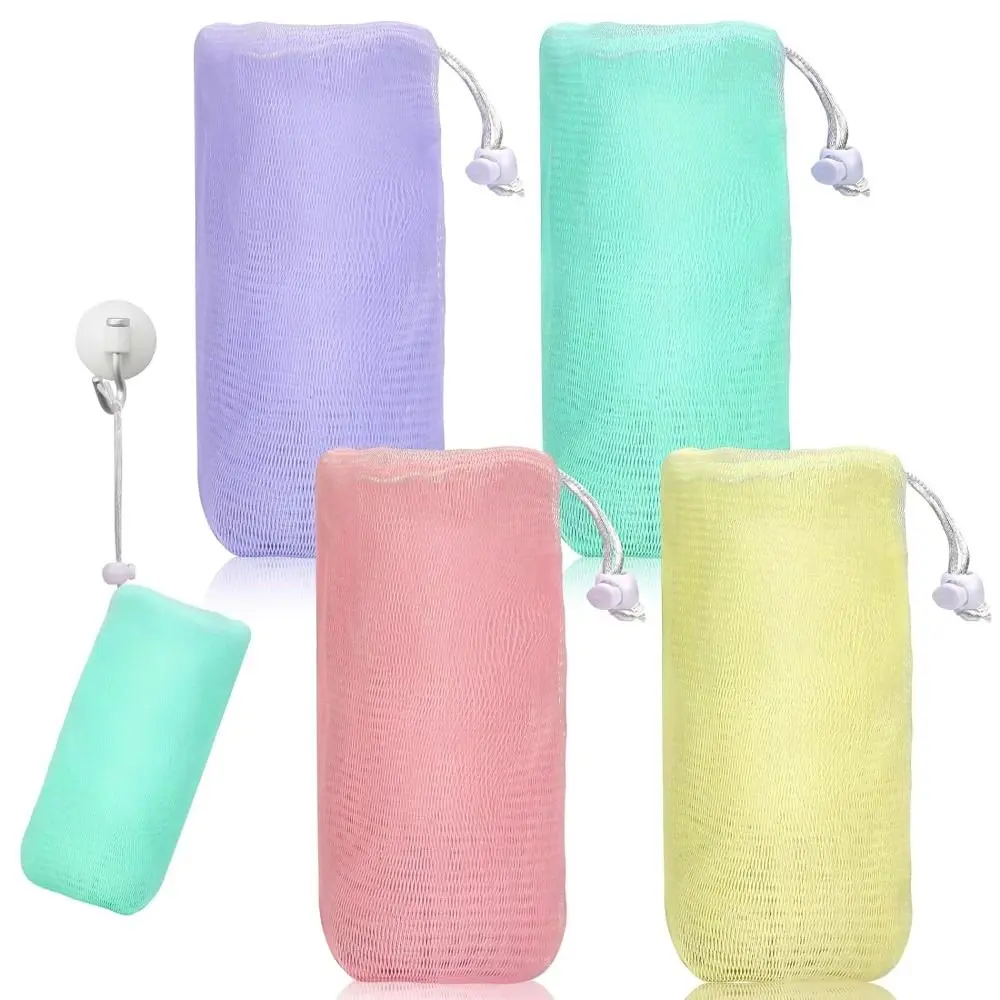Portable Shower Soap Sack Saver Pouch Soap Bags for Shower Body Facial Cleaning Tool Easy to Hang Bubble Foam Net Soap Bag