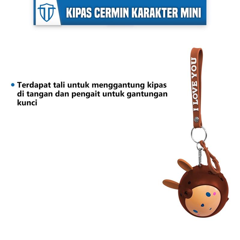 Todax Cermin Makeup Karakter Mini Fan Mirror Usb Charger Cermin Make Up Portable Kipas Cermin Karakter Mini Fan Mirror Usb Charger Cermin Mini Portable Kipas Angin Mini Portable Stok Terbatas 2