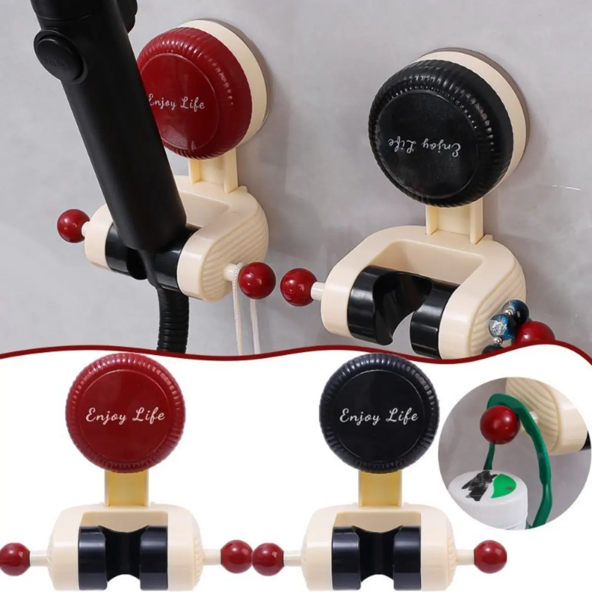 Bathroom Accessories Punch-free Removable Adjustable Household Shower Fixed Artifact Wall Mounted Dopamine Shower Holder Suction Cup Shower Bracket