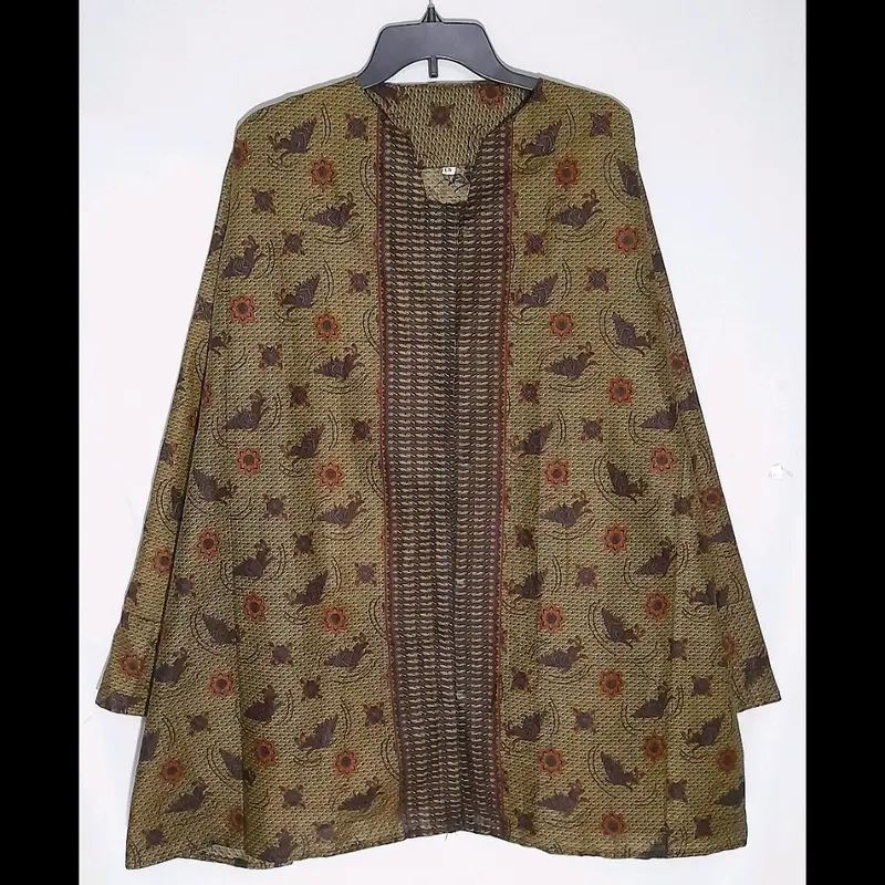Blus Batik Kancing Depan Size Sampai Ld 150 Katun Formal Panjang 0