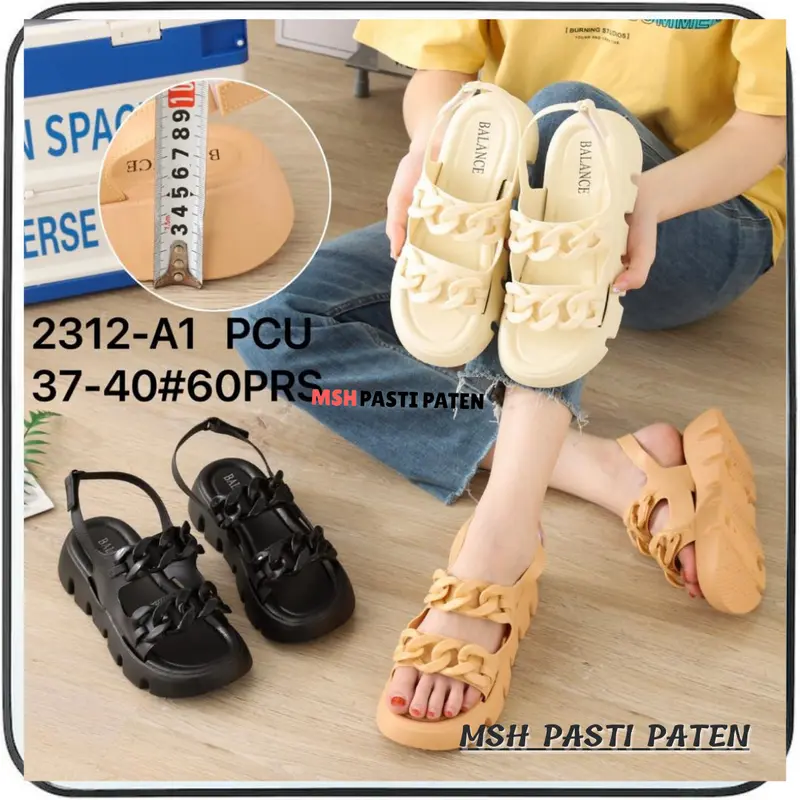Sandal Gunung Karet kekinian Motif Rantai Wanita Anti Slip Jelly Sendal 2
