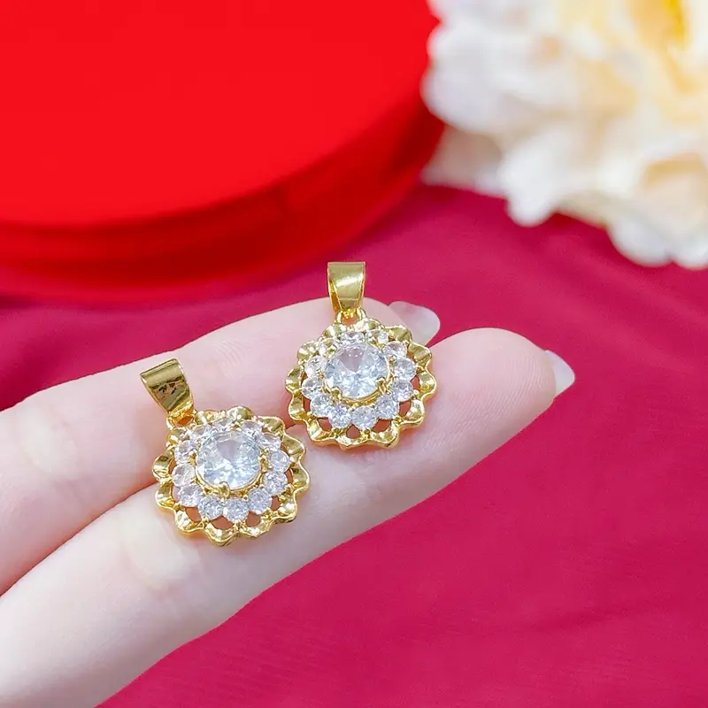 Mặt dây chuyền đồng vàng bền mẫu cánh hoa nhọn 1