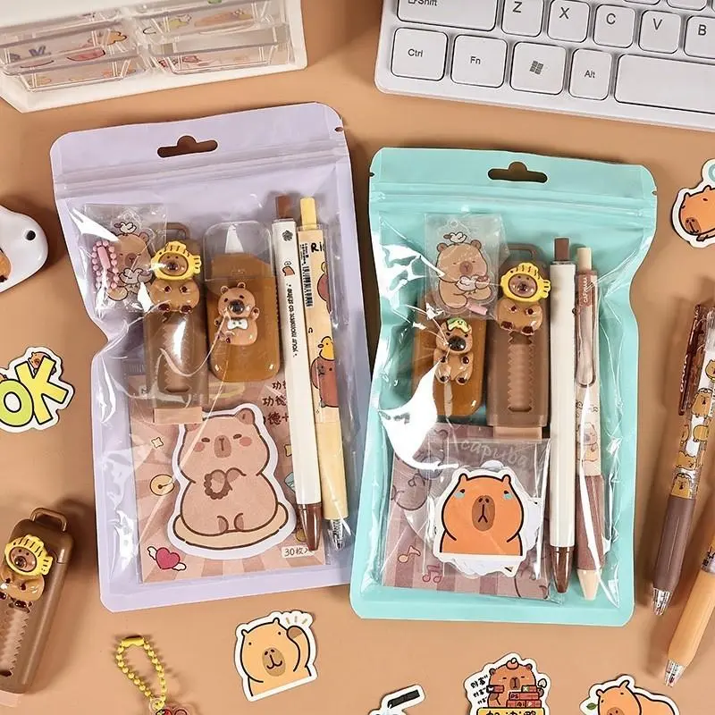 Senyum H1103 Set Alat Tulis Gift Capybara Buku Catatan Stiker Perlengkapan Sekolah Buku Sticky Notes DIY Correction Tipe Choco Cute