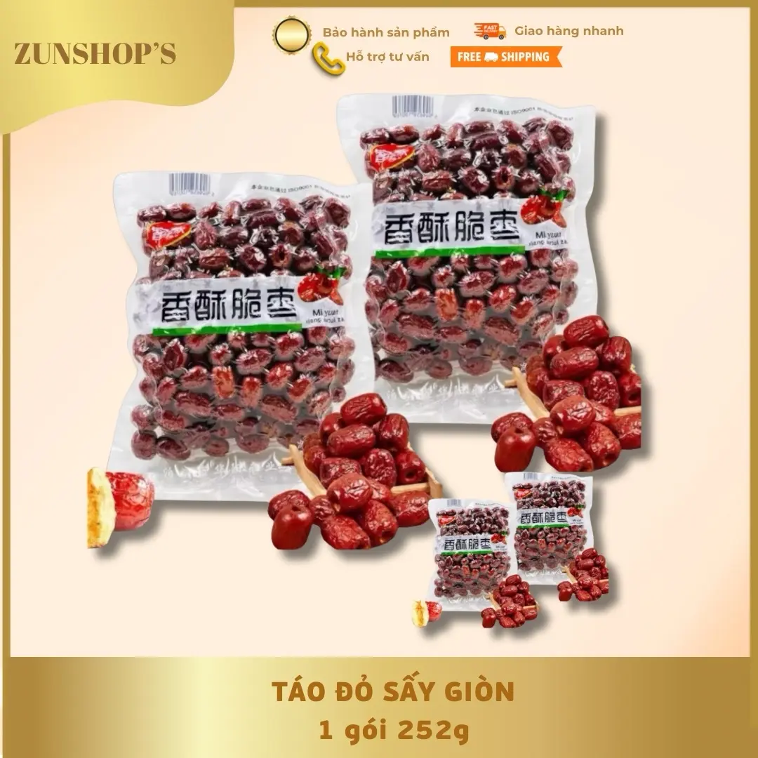 Táo Đỏ Không Hạt Sấy Giòn Ngon Ngọt 1 túi 252g