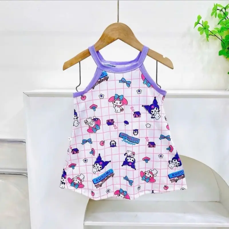 Váy 2 dây cho bé gái chất thun lạnh mềm mát xinh cho bé 9-35kg (H6) 1