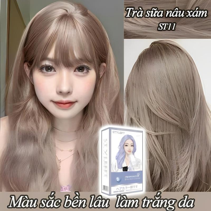  tự nhuộm tóc tại nhà,STYLE FIT thuốc nhuộm tóc Lên màu chỉ trong một bước Trà sữa nâu xám,màu tóc làm bật tông,thuốc nhuộm 