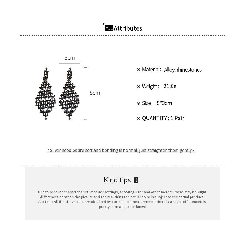 Product Introduction of Silver Needle Dark Style Diamond-Embedded Rhombus Earrings European and American Niche High-Profile Earrings Personalized Temperament Earrings Light Luxury High Sense 0