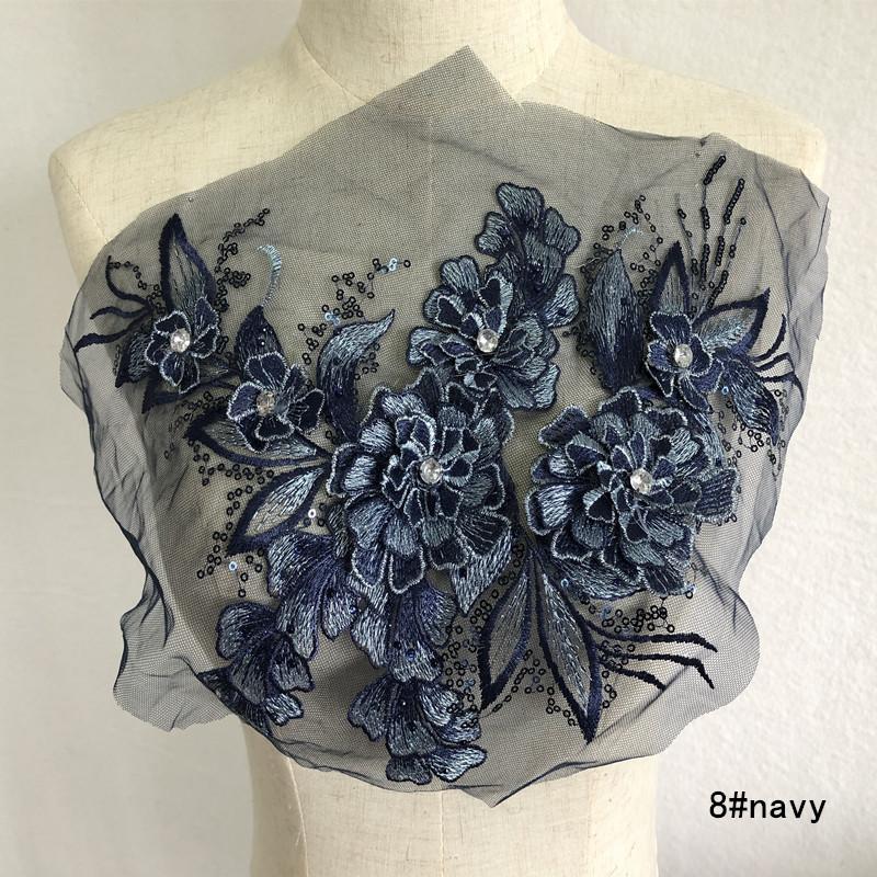 Product Introduction of New Gray Green Pink Beaded Flower Patch High-definition Wedding Dress Veil Headdress Accessories Lace Fabric Scrapbooking 2
