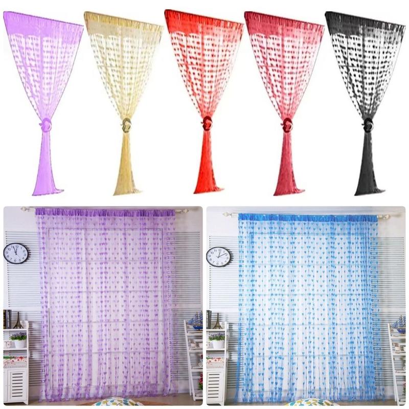 1Pcs Durable 100x200CM Voile Curtain Romantic Love Pattern Colorful ...