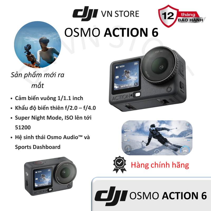 Camera hành động DJI Osmo Action 6 - Cảm biến camera 1/1.1inch - Chống nước 20m - Hàng chính hãng
