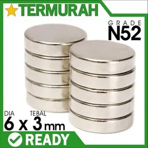 magnet neodymium 6x3mm 6x3 mm 6 x 3 bulat koin putih neodimium neo
