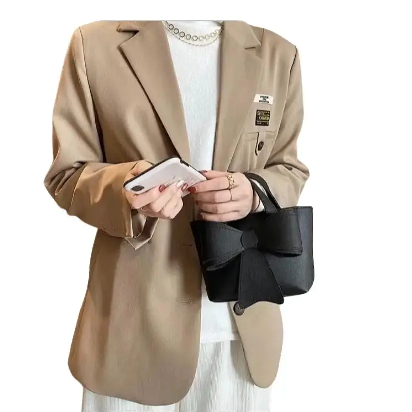 Túi xách tay nơ size 16cm nhỏ xinh có dây dài đeo chéo Bag Nữ Da Nhung