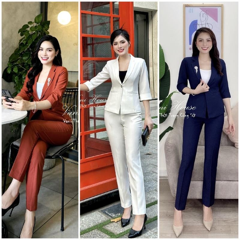TJ65 Set nguyên bộ áo Vest Tay lỡ quần dài Nữ Women Top