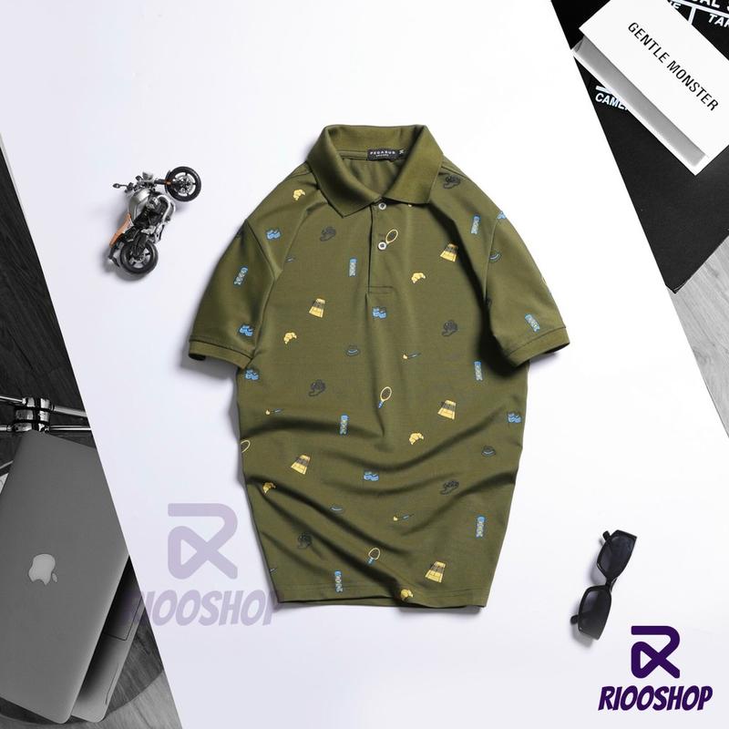 Áo thun nam có cổ polo, áo phông nam có cổ hoạ tiết đẹp, tay ngắn RIOOSHOP RSP016 màu trắng, xanh rêu, xanh biển, vàng chất lượng, có size lớn, big size, size xxxl