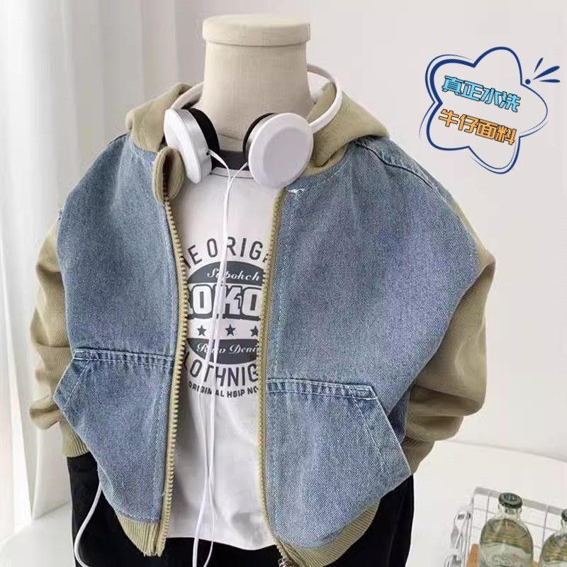 Áo Khoác Denim, Cho Bé Trai, Mùa Xuân Và Mùa Thu, Phong Cách Hàn Quốc, Áo Sơ Mi Có Khóa Kéo Có Mũ Trẻ Em, Áo Thường Ngày Bộ Sưu Tập 19000 Người, Thiết Kế Xếp Ly Cho Trẻ Em, Đẹp Trai Và Sành Điệu, Hàng Mới Về, 2025 0