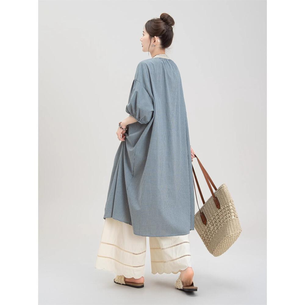 CHICMORE Setelan dua potong kotak - kotak untuk wanita dengan celana panjang dan lengan tiga perempat gaya modis