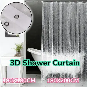 180x200cm Tirai Kamar Mandi Anti Air Bahan EVA Sudah Dilengkapi Dengan Pengait / 3D Tirai Kamar Mandi Waterproof Anti Mold Antibacterial
