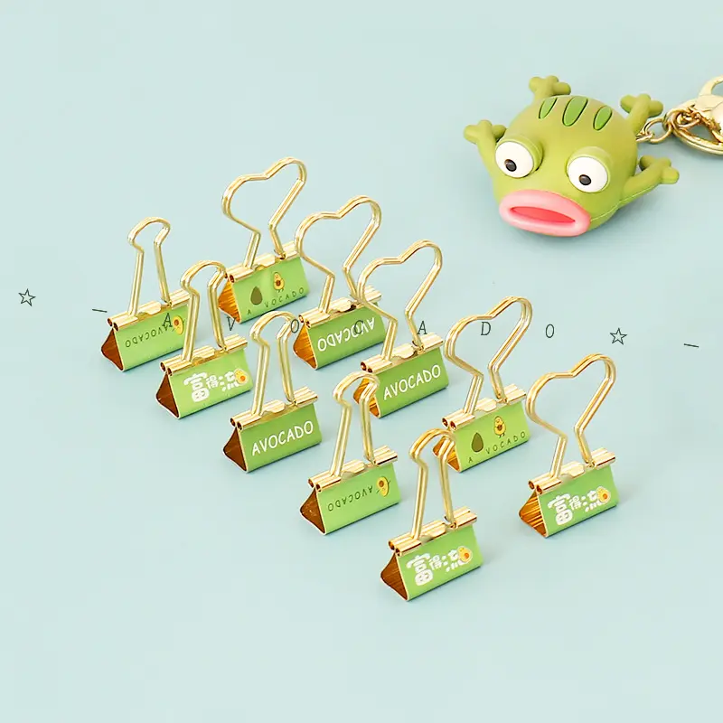 Cute Avocado Long Tail Clip Metal Ticket Folder Ticket Clips Gold Binder Clip Office Notebook Clip