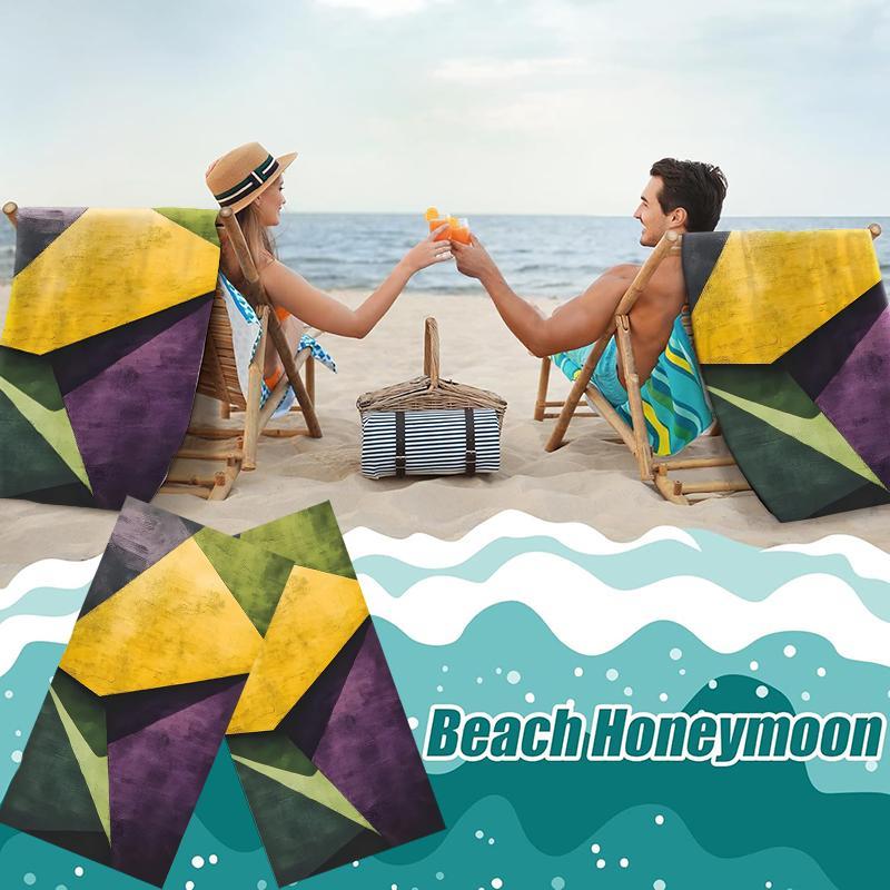 Abstract Geometric Pattern Beach Towel, 1 Count Lightweight Quick Drying Towel, Soft Absorbent Towel for Home, Outdoor Sports, Yoga, Travel, Camping, Picnic 2