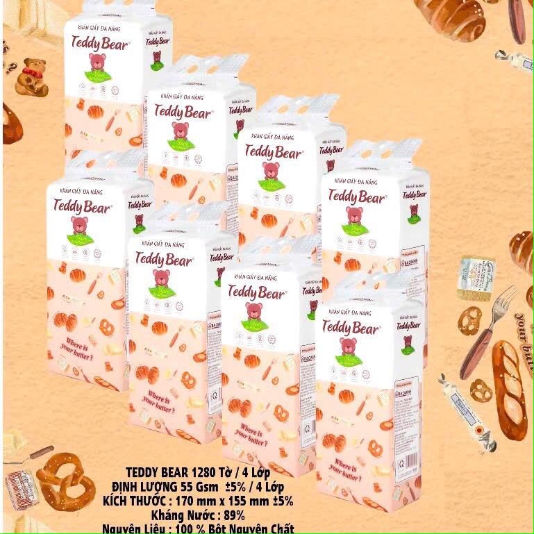 Giấy rút treo tường Teddy Bear đa năng 4 lớp chất liệu cao cấp