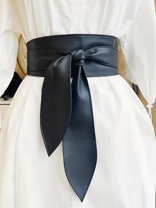Elegante cinturón ancho con lazo para mujer, Moderno cinturón de cuero sintético para vestido y abrigo, Moderno y elegante cinturón que combina con todo para regalo de cumpleaños