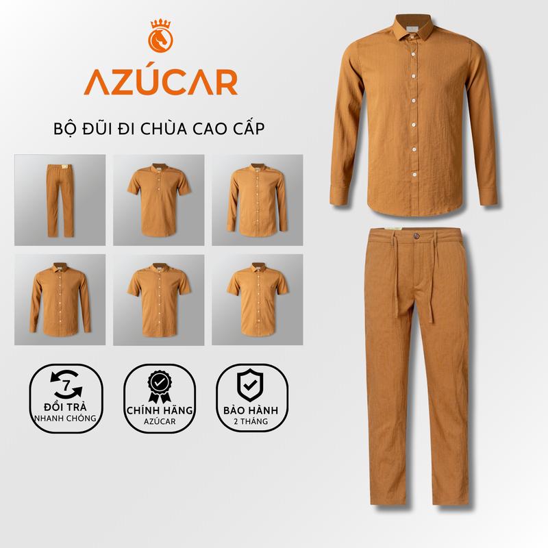 Bộ Đũi Đi Chùa Cao Cấp AZÚCAR Siêu Mát Lịch Sự và thoải mái tối đa Menswear Pants Đen Có Túi Jeans quana unam quantay nam quần tây trung niên