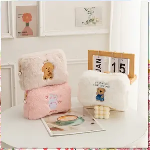 Tas kosmetik kartun bahan mewah/tas kosmetik tas kosmetik bordir kartun dalam tas pensil mewah kapasitas besar anjing lucu ​