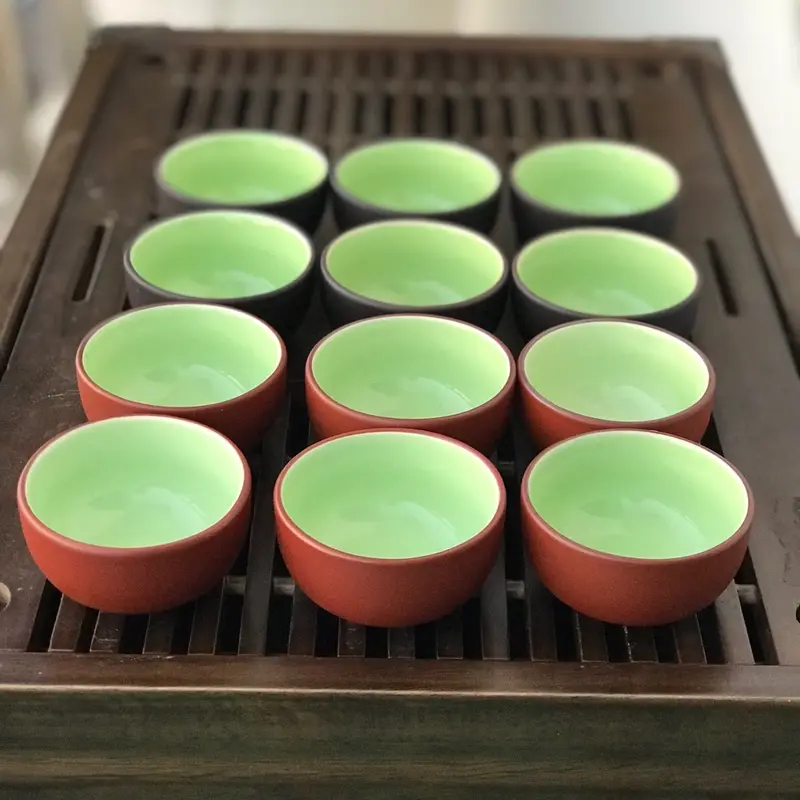 Bộ 6 chén uống trà bán lẻ - sản phẩm gốm Bát Tràng - 2 màu sắc gốm nâu đỏ và gốm đen khaytra 7