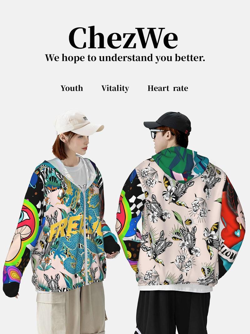 Women's All Over Print Zip Up Rashguard, Fashionable Dragon Print Sun Protection Clothing Women's Sport & Outdoor Clothing 83...