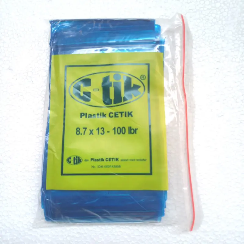 Plastik Klip 7 x 10cm isi 100 Lembar Biru Sablon Klip Obat 8.7 x 13cm Klip Obat 10x15 Sablon Biru 6