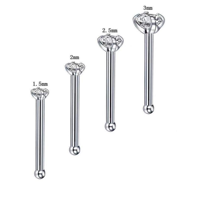 Khuyên cánh mũi nostril titan đính đá 1.5, 2, 2.5, 3mm ,thân L, Cong, Thẳng 5