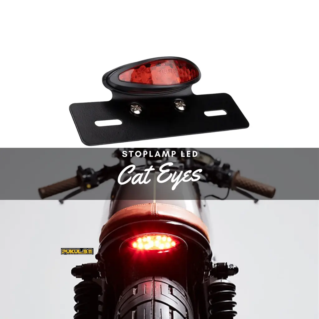 Stoplamp Lampu Belakang Lampu Rem LED Custom  Cat Eye Taillight Chopper Bobber Flattracker Scrambler British Japstyle Careracer W175 XSR155 SR400 Beneli Motor Besi